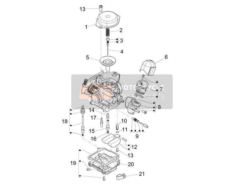 Vespa Primavera 50 4T-4V 2015 Carburador Componentes para un 2015 Vespa Primavera 50 4T-4V
