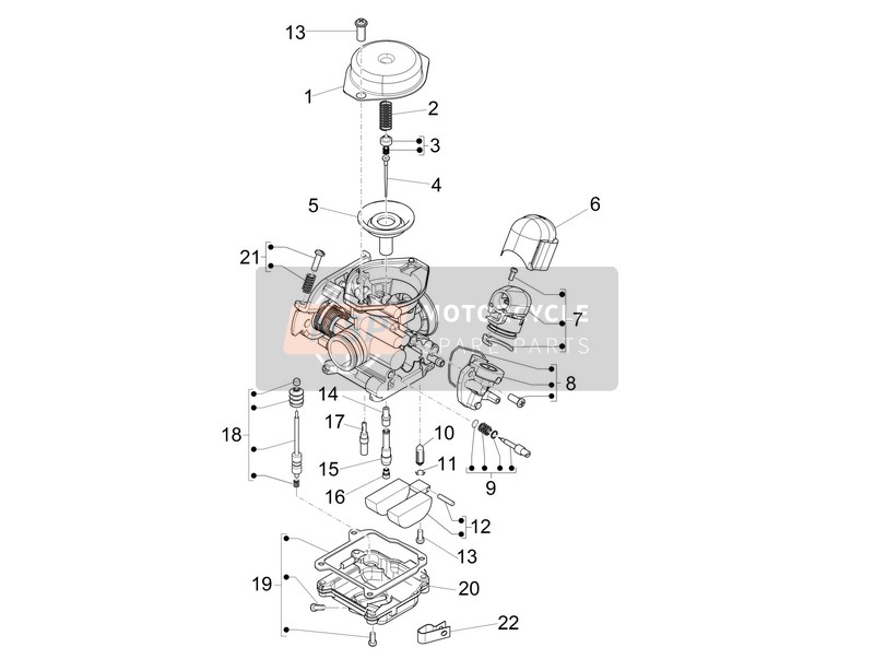 Vespa Primavera 50 4T-4V (USA-CANADA) 2014 Carburador Componentes para un 2014 Vespa Primavera 50 4T-4V (USA-CANADA)