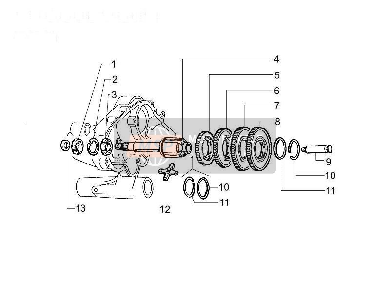 Vespa PX 125 2012 Transmisión trasera para un 2012 Vespa PX 125