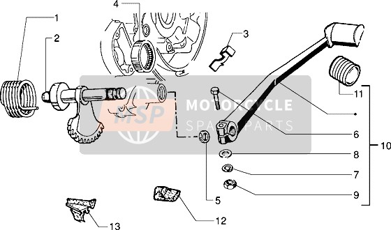 Vespa PX 125 E 1994 Palanca de arranque para un 1994 Vespa PX 125 E