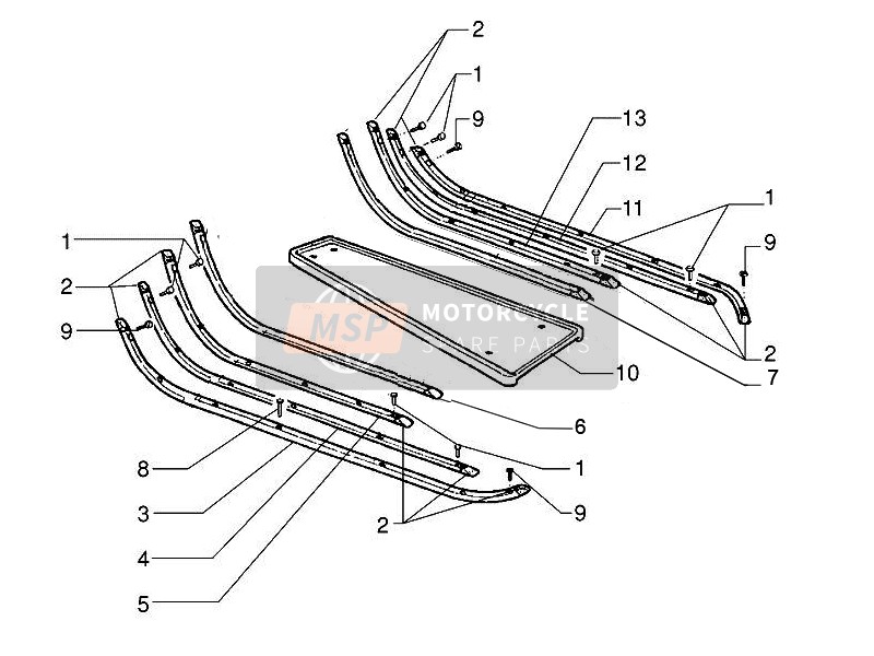 Vespa PX 150 2012 Mittlere Abdeckung - Fußrasten für ein 2012 Vespa PX 150