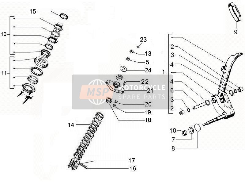 Vespa PX 150 2015 Fork Components (Mingxing) for a 2015 Vespa PX 150