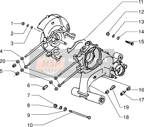 Vespa PX 150 E 1979 Sujetadores del cárter para un 1979 Vespa PX 150 E