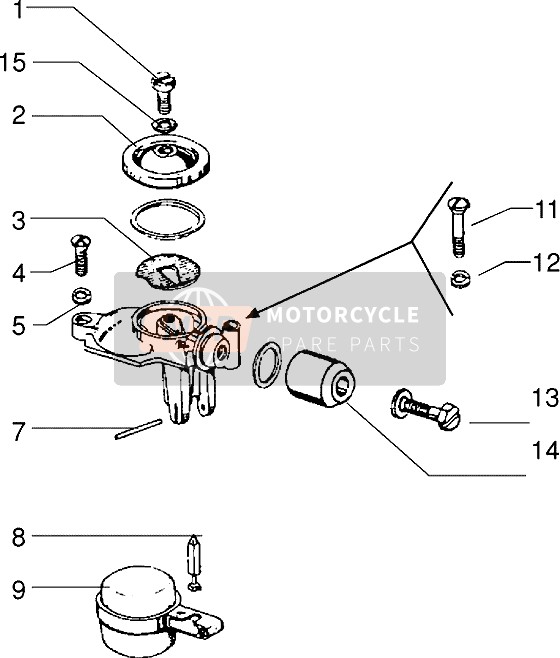 Vespa PX 200 E 1988 Componentes del carburador para un 1988 Vespa PX 200 E