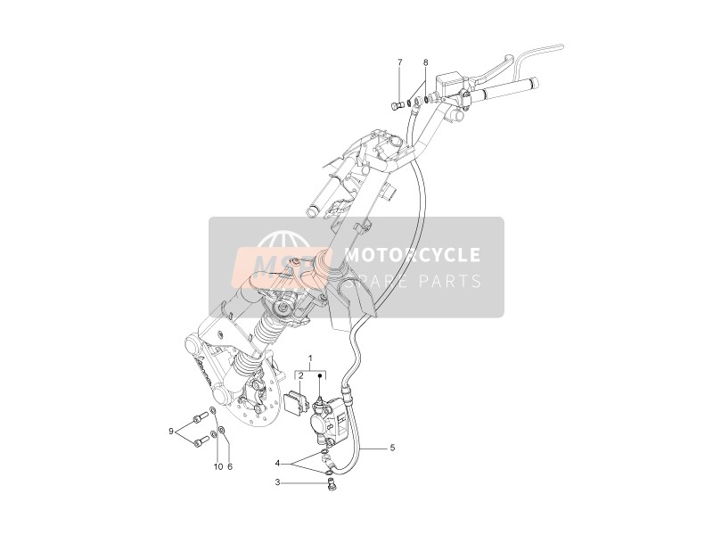 649871, Rear Brake Hydraulic Piping, Piaggio, 1