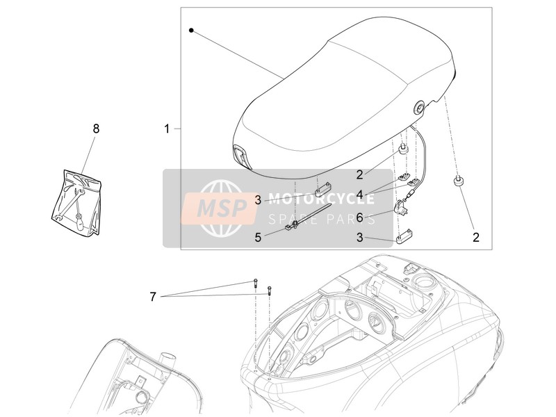 Vespa S 125 4T 3V ie 2012 Saddle/Seats for a 2012 Vespa S 125 4T 3V ie