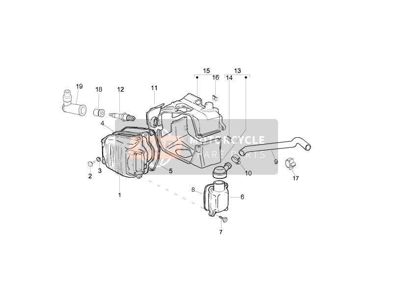 Vespa S 125 4T E3 2008 Coperchio della testata del cilindro per un 2008 Vespa S 125 4T E3