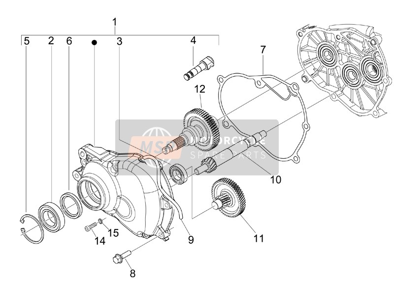 Vespa S 125 4T E3 2008 Unité de réduction pour un 2008 Vespa S 125 4T E3