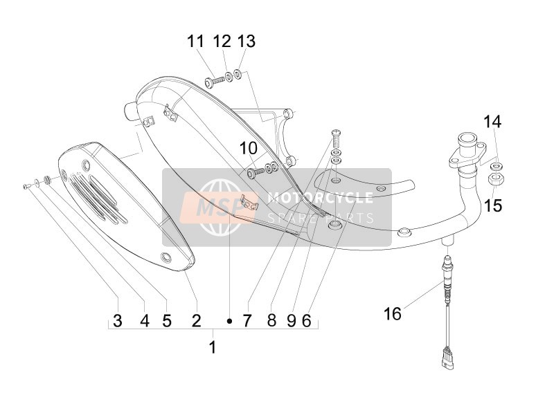 Vespa S 125 4T E3 2008 Silenciador para un 2008 Vespa S 125 4T E3