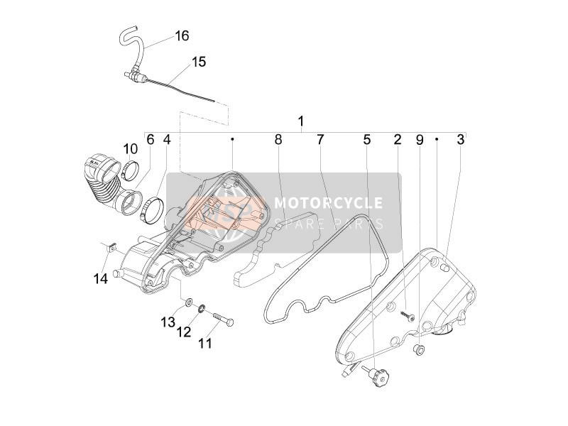 Vespa S 125 4T E3 2008 Luchtfilter voor een 2008 Vespa S 125 4T E3