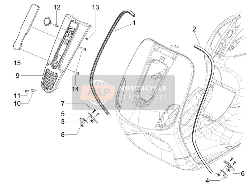 65488350AI, Stuurkolom Afdekking, Piaggio, 0