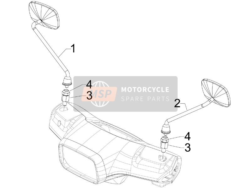 Vespa S 125 4T E3 2008 Espejo de conducción/s para un 2008 Vespa S 125 4T E3