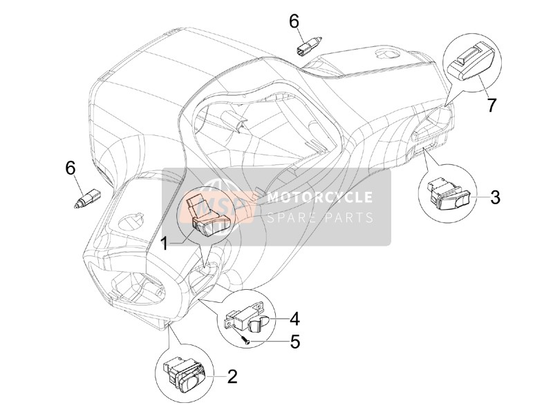 Vespa S 125 4T E3 2007 Selectores - Interruptores - Botones para un 2007 Vespa S 125 4T E3