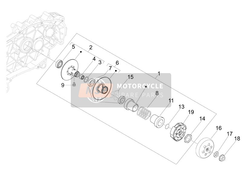 Vespa S 125 4T E3 (UK) 2007 Driven Pulley for a 2007 Vespa S 125 4T E3 (UK)