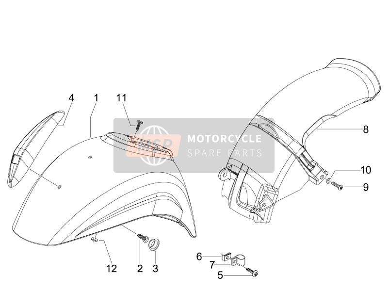 Vespa S 125 4T E3 (UK) 2007 Logement de roue - Garde-boue pour un 2007 Vespa S 125 4T E3 (UK)