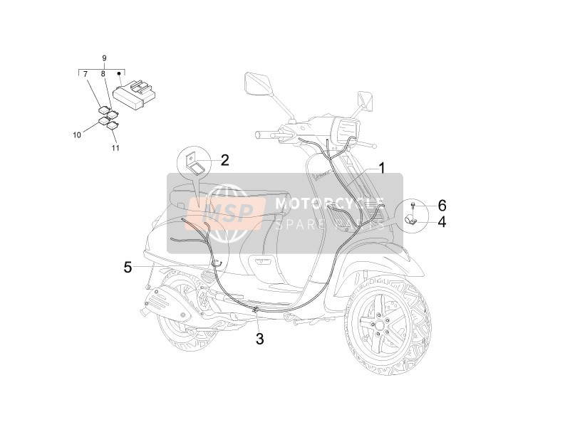 Vespa S 125 4T E3 (UK) 2007 Faisceau de câbles principal pour un 2007 Vespa S 125 4T E3 (UK)