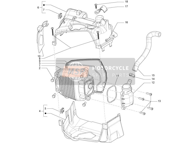 Vespa S 125 4T ie E3 (Vietnam) 2012 Cylinder Head Cover for a 2012 Vespa S 125 4T ie E3 (Vietnam)