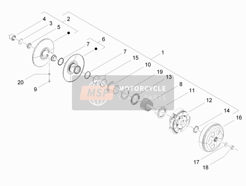 Vespa S 125 4T ie E3 (Vietnam) 2012 Puleggia condotta per un 2012 Vespa S 125 4T ie E3 (Vietnam)