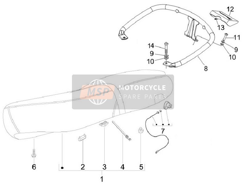 Vespa S 125 4T ie E3 (Vietnam) 2012 Saddle/Seats for a 2012 Vespa S 125 4T ie E3 (Vietnam)