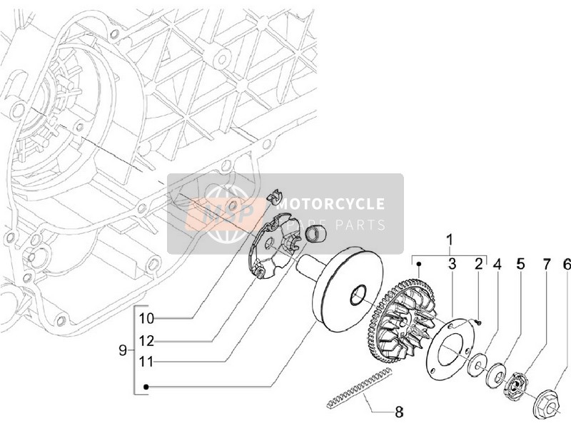 Vespa S 125 4T (Vietnam) 2009 Polea impulsora para un 2009 Vespa S 125 4T (Vietnam)