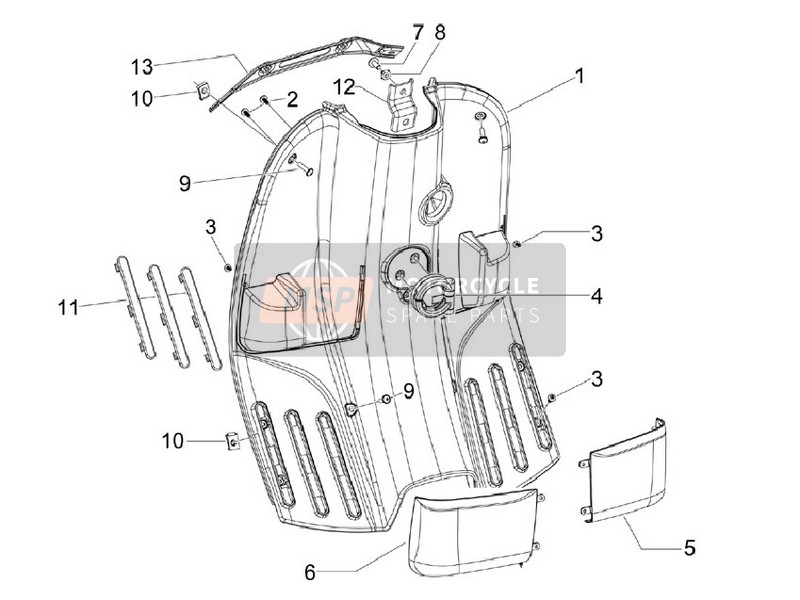 Vespa S 125 4T (Vietnam) 2010 Front Glove-Box - Knee-Guard Panel for a 2010 Vespa S 125 4T (Vietnam)