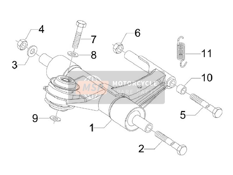 Vespa S 125 4T (Vietnam) 2010 Bras oscillant pour un 2010 Vespa S 125 4T (Vietnam)