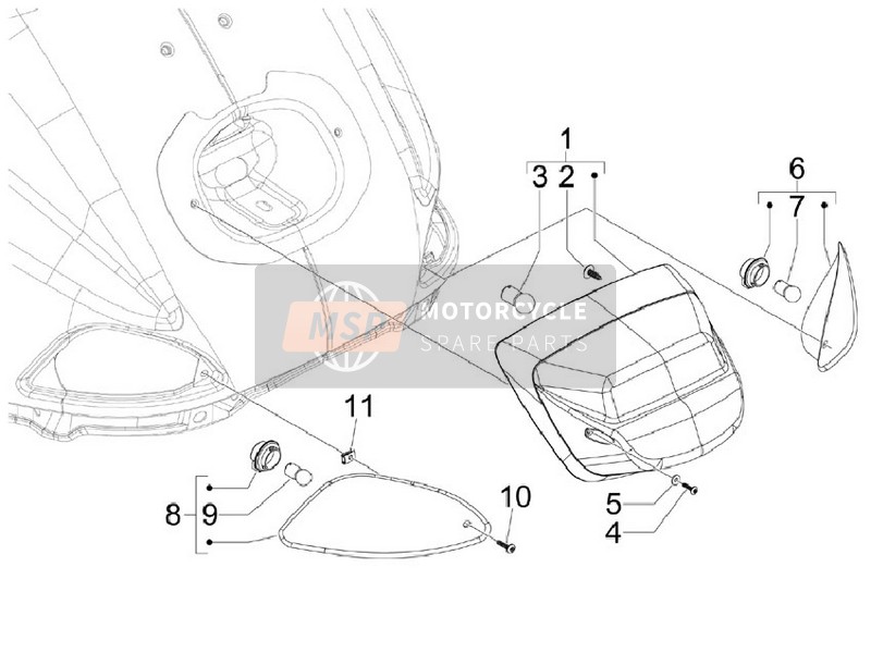 641914, Right Rear Turn Indicator, Piaggio, 1