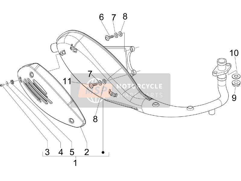 Vespa S 150 4T 2009 Silenciador para un 2009 Vespa S 150 4T