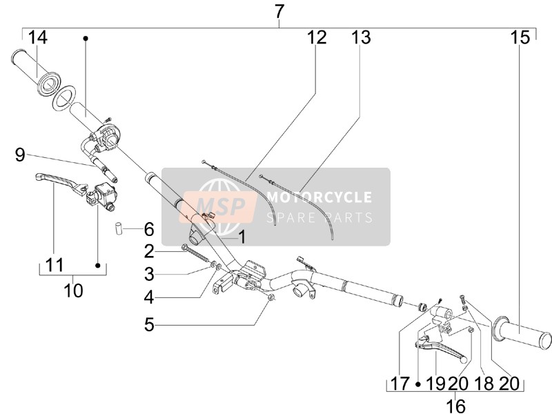 274491, Gummihandgriff Re. Skr/neu, Piaggio, 4