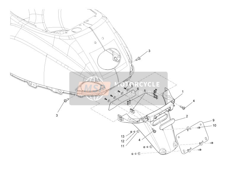 Vespa S 150 4T 2V E3 (Taiwan) 2011 Rear Cover - Splash Guard for a 2011 Vespa S 150 4T 2V E3 (Taiwan)