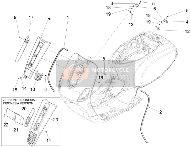 Vespa S 150 4T 3V ie (Vietnam) 2013 Frontscheibe für ein 2013 Vespa S 150 4T 3V ie (Vietnam)