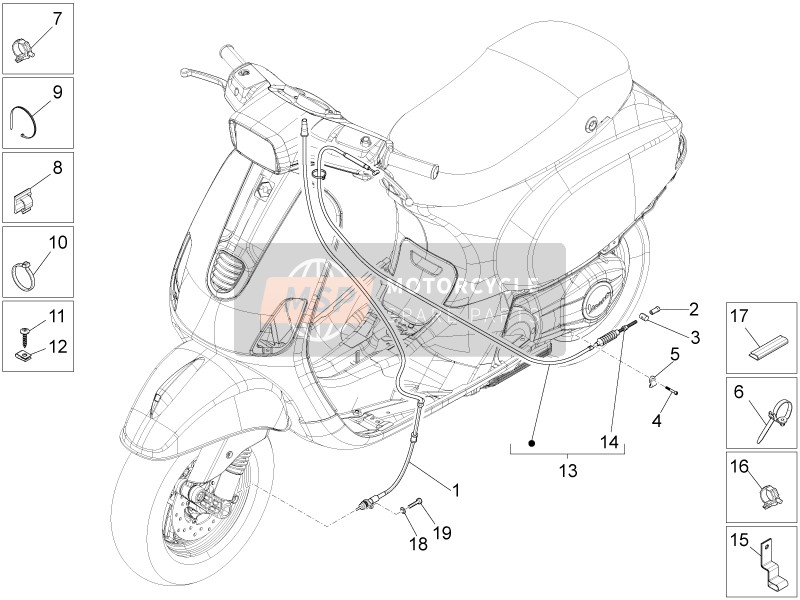 Vespa S 150 4T 3V ie (Vietnam) 2013 Transmissions for a 2013 Vespa S 150 4T 3V ie (Vietnam)