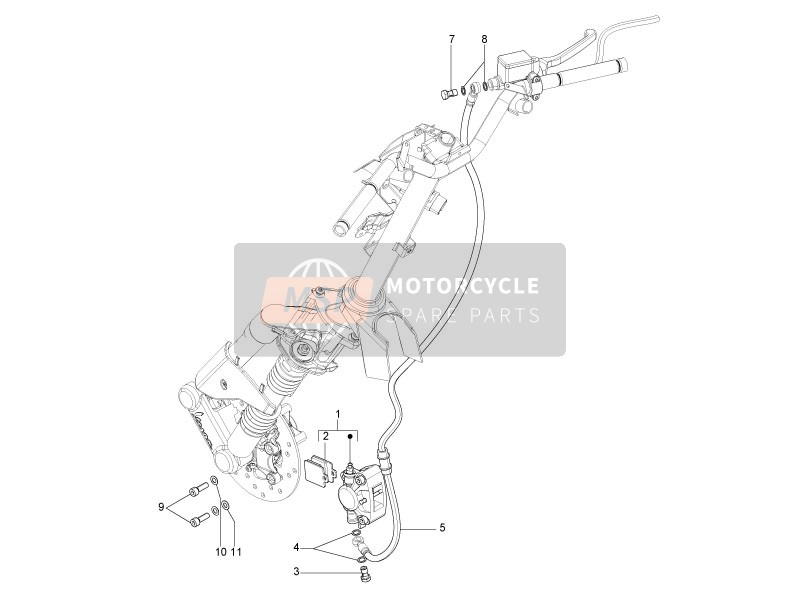 Vespa S 150 4T ie College (USA) 2009 Brakes Pipes - Calipers for a 2009 Vespa S 150 4T ie College (USA)