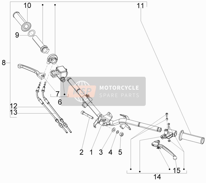 Vespa S 150 4T ie E3 (Vietnam-Indonesia) 2011 Guidon - Maître cil. pour un 2011 Vespa S 150 4T ie E3 (Vietnam-Indonesia)