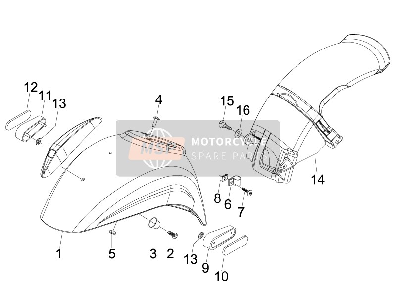 Vespa S 150 4T (USA) 2007 Logement de roue - Garde-boue pour un 2007 Vespa S 150 4T (USA)