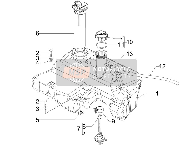 Vespa S 150 4T (USA) 2007 Benzinetank voor een 2007 Vespa S 150 4T (USA)