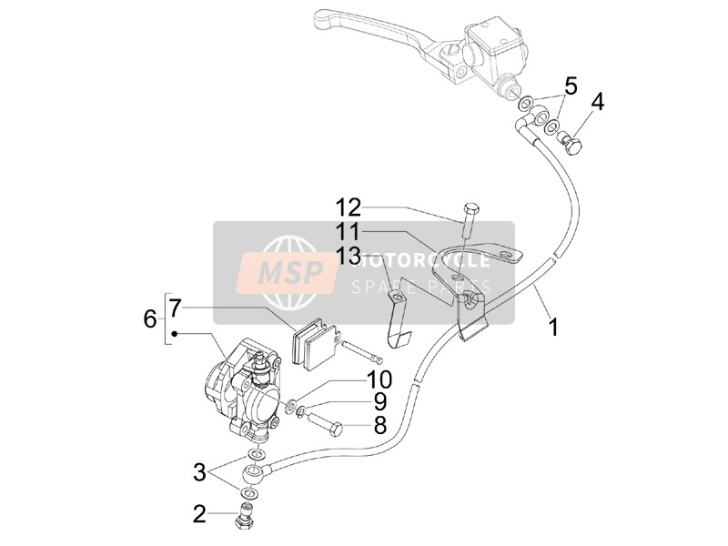 Vespa S 150 4T (USA) 2007 Brakes Pipes - Calipers for a 2007 Vespa S 150 4T (USA)