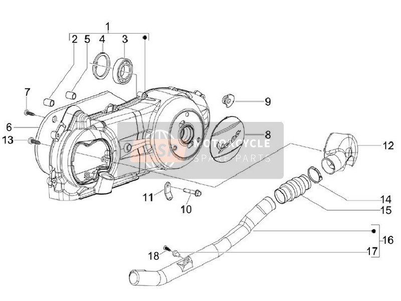 Vespa S 150 4T (Vietnam) 2010 Crankcase Cover - Crankcase Cooling for a 2010 Vespa S 150 4T (Vietnam)