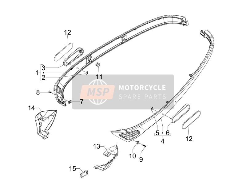 Vespa S 50 2T (UK) 2010 Seitliche Abdeckung - Spoiler für ein 2010 Vespa S 50 2T (UK)