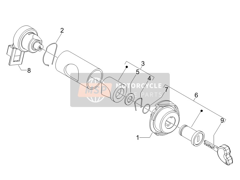 Vespa S 50 2T (UK) 2010 Cerraduras para un 2010 Vespa S 50 2T (UK)