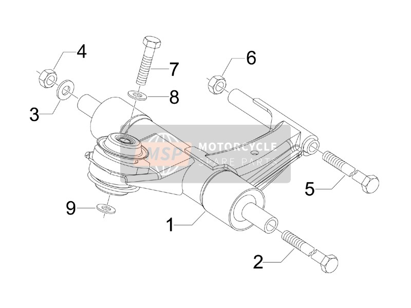 Vespa S 50 2T (UK) 2009 Braccio oscillante per un 2009 Vespa S 50 2T (UK)