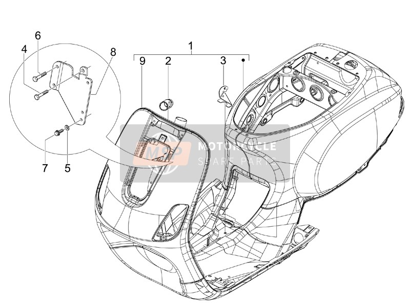 Vespa S 50 4T 2V 25 KMH (NL) 2010 Cuadro/Carrocería para un 2010 Vespa S 50 4T 2V 25 KMH (NL)