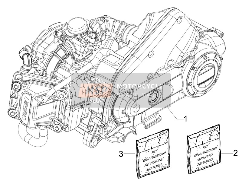 Vespa S 50 4T 4V College 2008 Motore, Assemblaggio per un 2008 Vespa S 50 4T 4V College