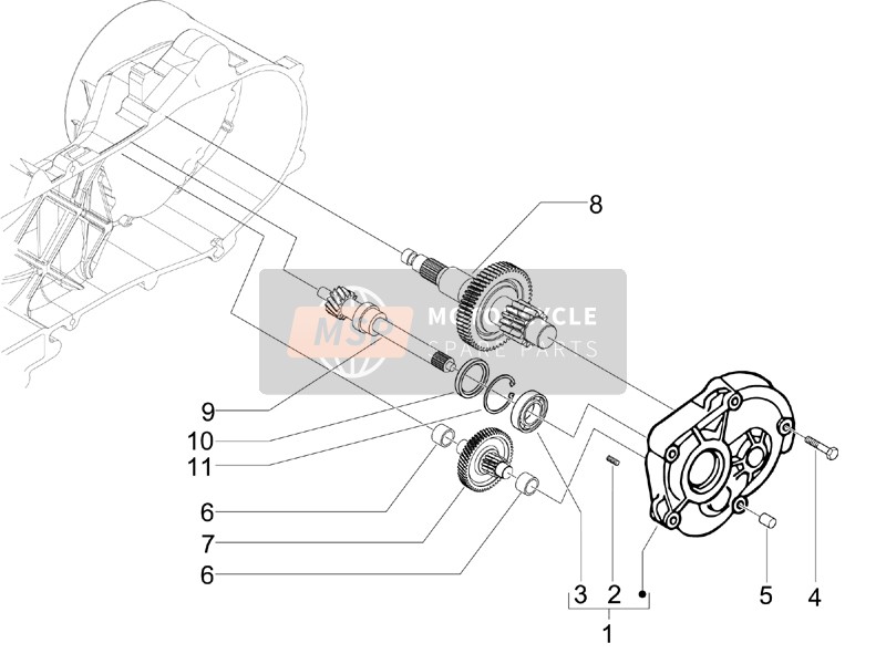 Vespa S 50 4T 4V College 2009 Unità di riduzione per un 2009 Vespa S 50 4T 4V College