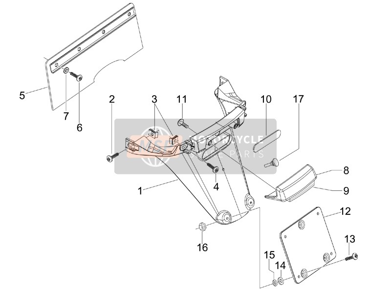 Vespa S 50 4T 4V College 2008 Rear Cover - Splash Guard for a 2008 Vespa S 50 4T 4V College