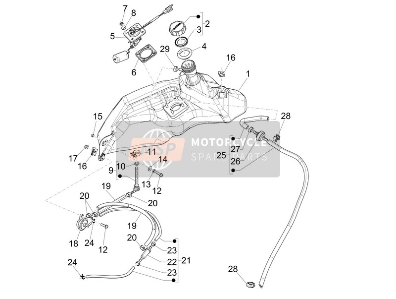 Vespa Sprint 50 2T2V 2014 Tank für ein 2014 Vespa Sprint 50 2T2V