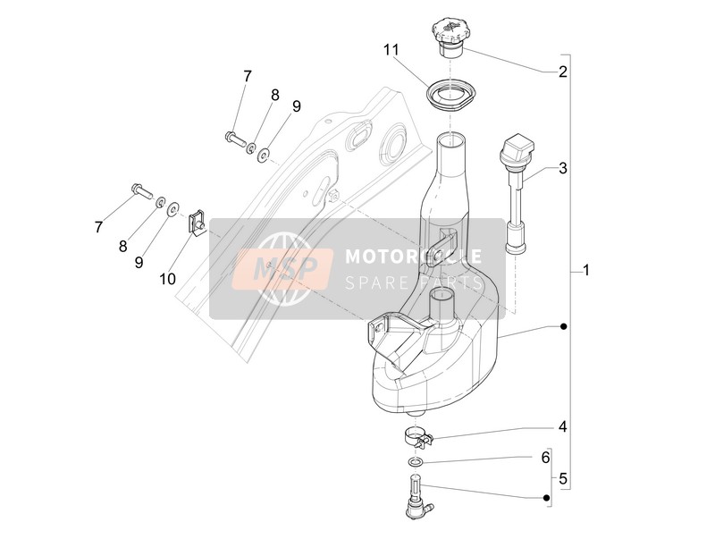 Vespa Sprint 50 2T2V 2014 Cuve à mazout pour un 2014 Vespa Sprint 50 2T2V