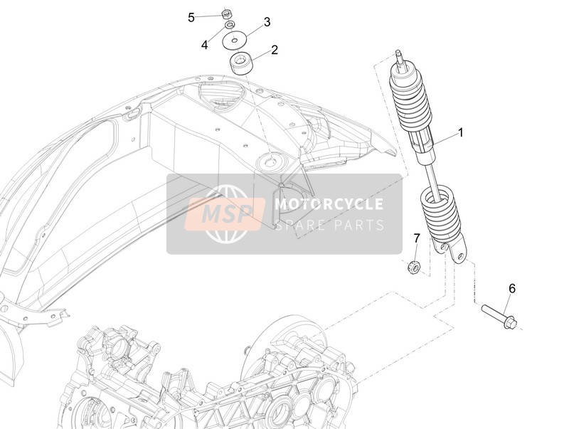 Vespa Sprint 50 2T2V 2014 Suspension arrière - Amortisseur/s pour un 2014 Vespa Sprint 50 2T2V