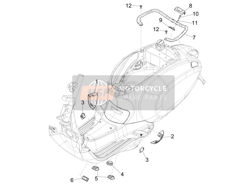 Vespa Sprint 50 4T 4V (EMEA) 2014 Coperchio laterale - Spoiler per un 2014 Vespa Sprint 50 4T 4V (EMEA)