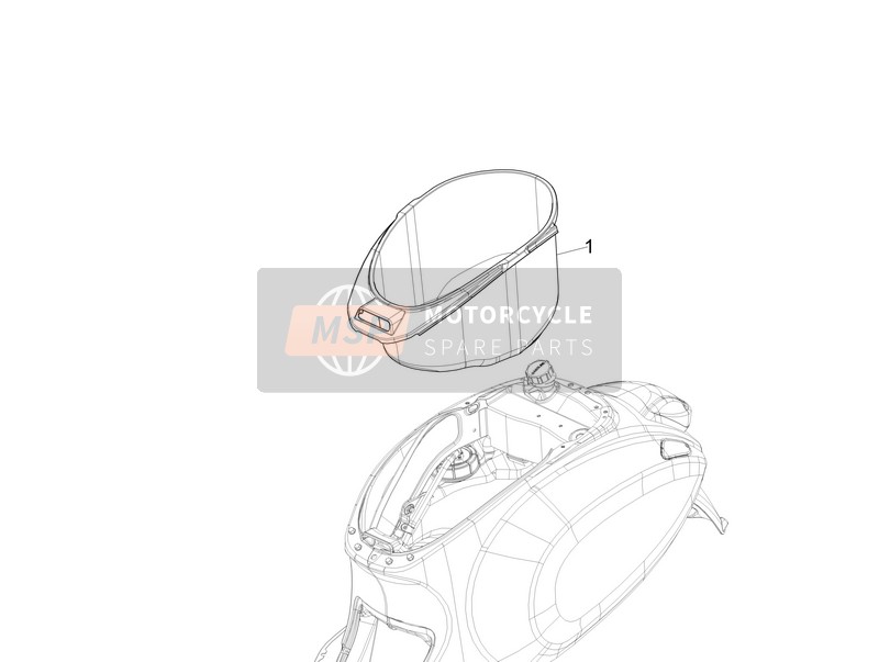 Vespa Sprint 50 4T 4V (USA) 2014 Alloggiamento del casco - Sotto la sella per un 2014 Vespa Sprint 50 4T 4V (USA)